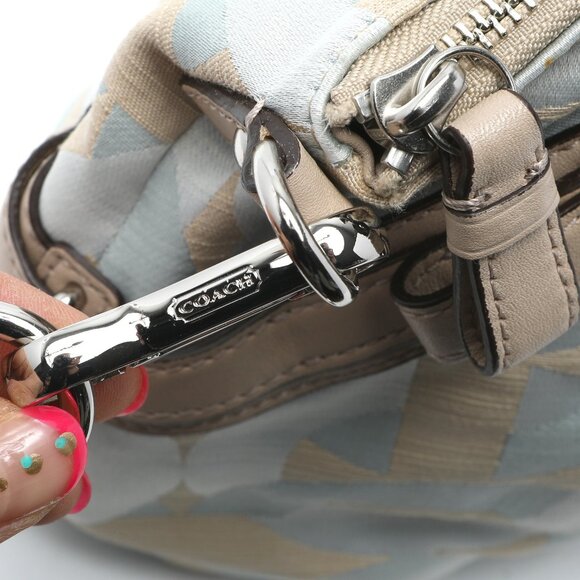 COACH Madison Shantung Sophia Satin Leather Shoulder Bag Purse Silver Bay Mist - Picture 12 of 15